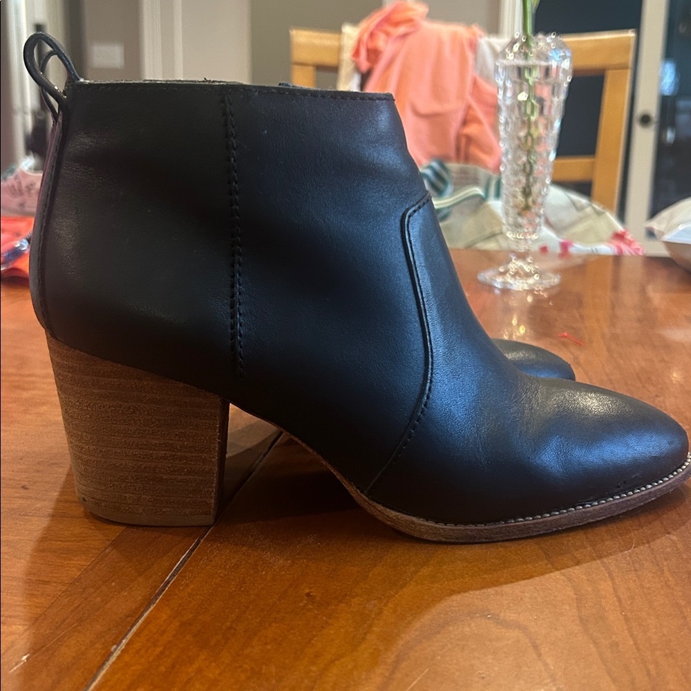 Madewell Women's Ankle Boots Black Leather Block Heel Size 8